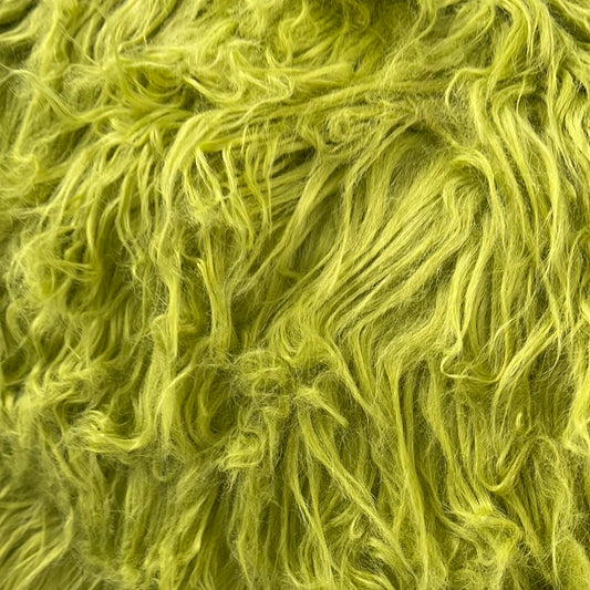 Faux Mongolian Fur - Long Pile -  Yellow Green