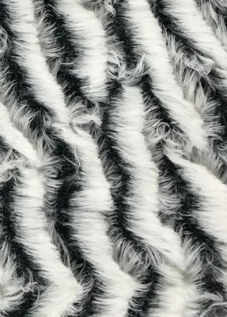 Striped Faux Fur - Layered Cut Pile - White/Black