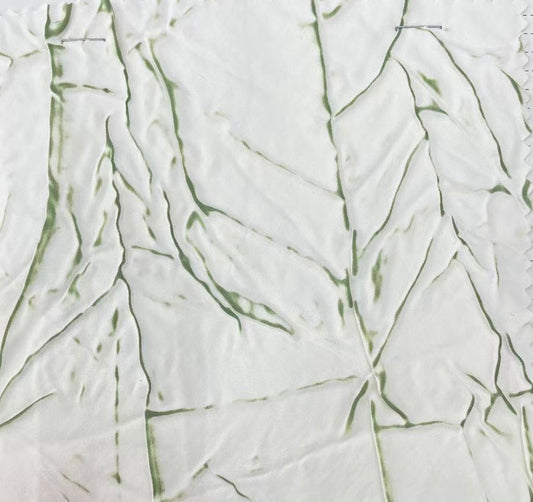 Abstract Frottage Print Sateen - White/Green