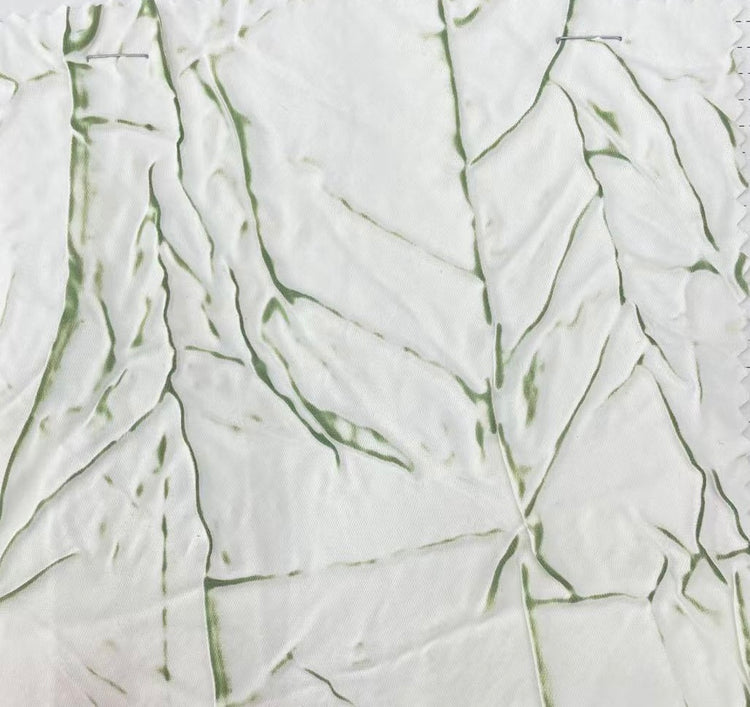 Abstract Frottage Print Sateen - White/Green