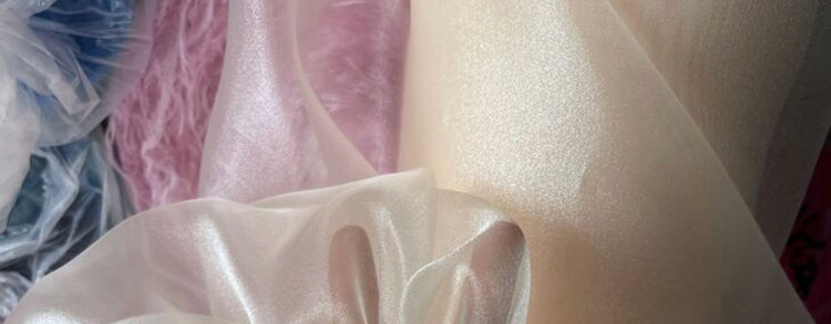 Metallic Holographic Organza - White