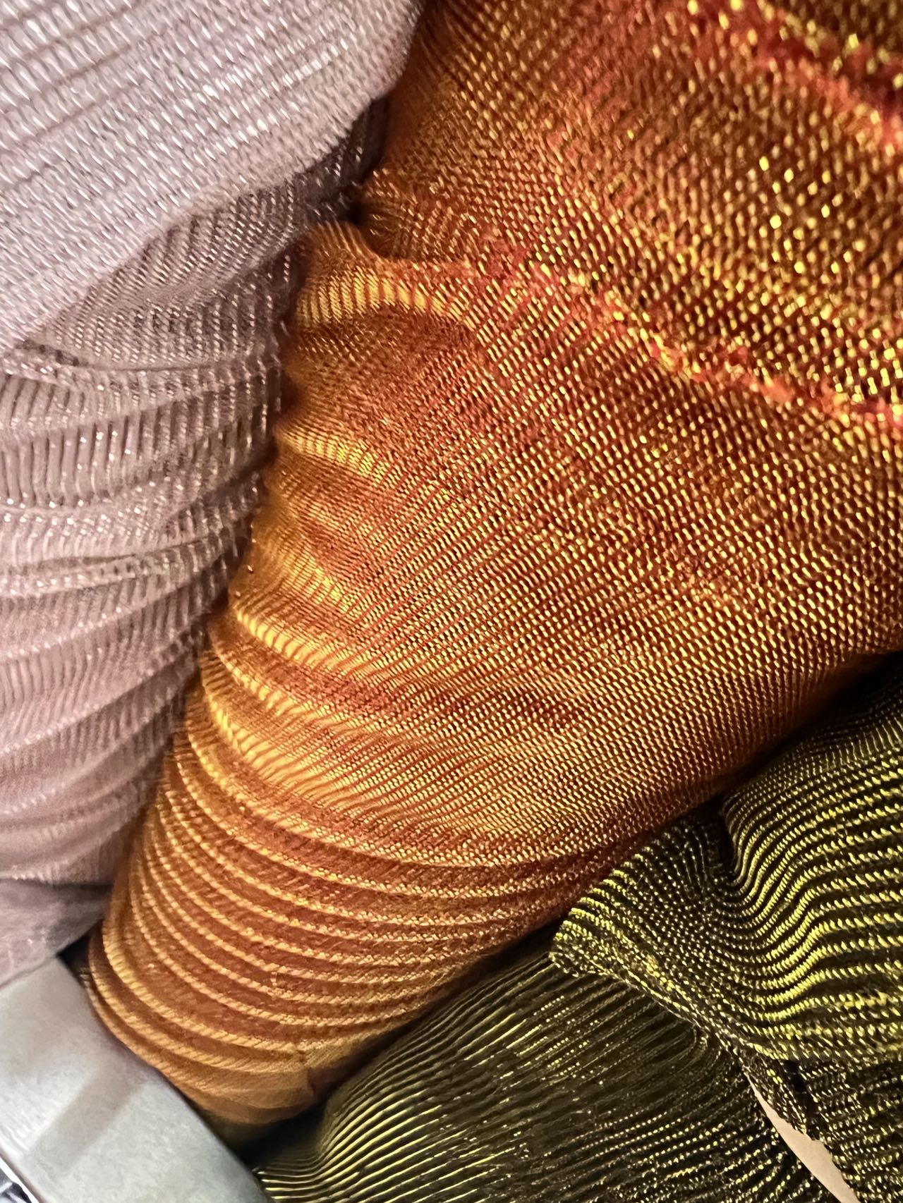 Chainmail Raschel Mesh Knit - Weft Stretch - Gold/Dark Orange
